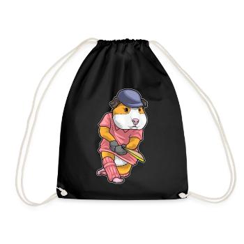 Guinea pig cricket cricket bat - Drawstring Bag - black - Front