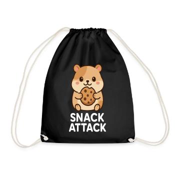 Cuddly hamster with cookie motif - Drawstring Bag - black - Front