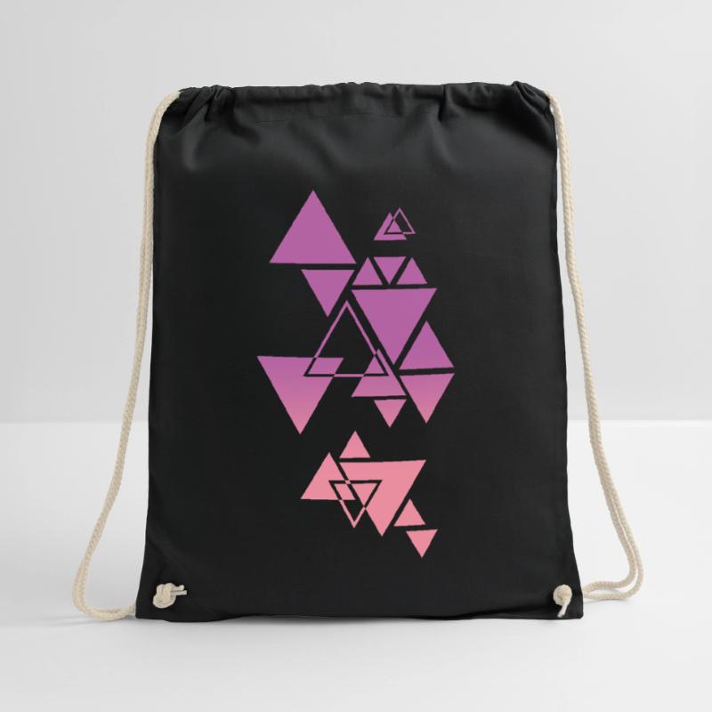 Gradient Triangle Pattern Pink Drawstring Bag