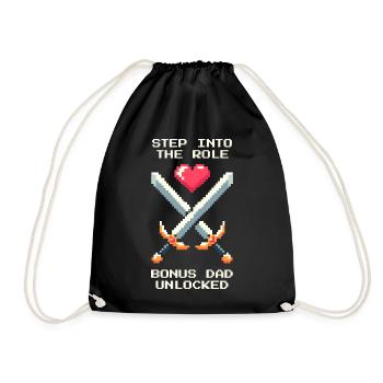 Bonus Dad Unlocked | Stepdad Patchwork - Drawstring Bag - black - Front