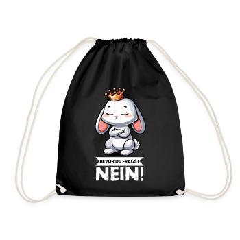 Bevor Du Fragst Nein Kaninchen Hase Hasen langohr  - Turnbeutel - Schwarz - Vorne