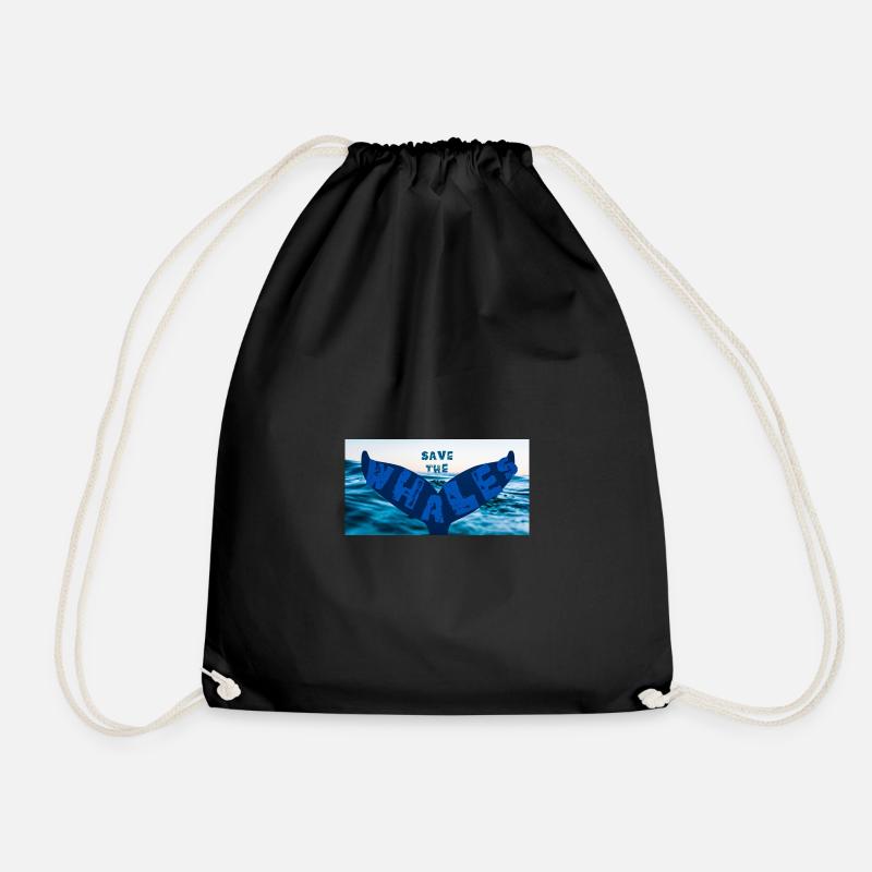 Save the whales - Drawstring Bag - black