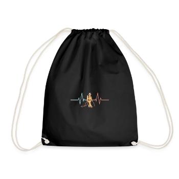 Firefighter heartbeat fire brigade sayings - Drawstring Bag - black - Front