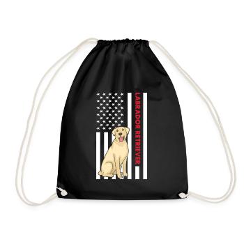 Labrador Retriever Us Flag - Drawstring Bag - black - Front