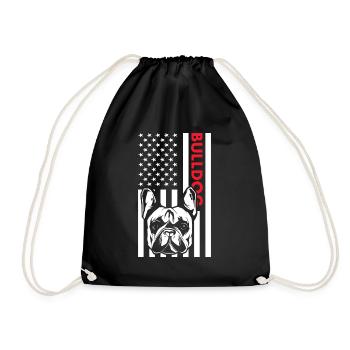 Bulldog Us Flag - Drawstring Bag - black - Front