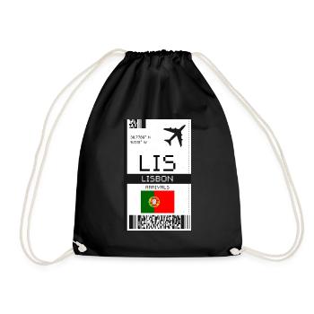 Carte d’embarquement à Lisbonne, Portugal - Aéroport LIS - Sac de sport léger - noir - Devant