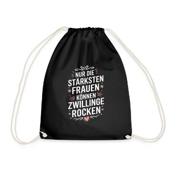 Twin Mom Zwillingsmutter Mama von Zwillingen - Turnbeutel - Schwarz - Vorne