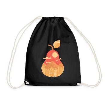 Vintage panoramic pear - Drawstring Bag - black - Front