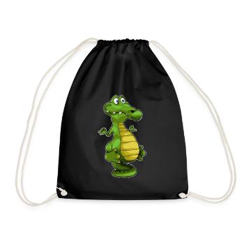 Yoga Krokodil Geschenkidee - Turnbeutel - Schwarz - Vorne