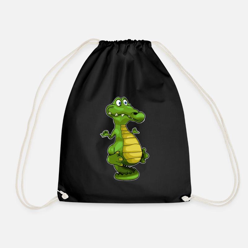 Yoga Krokodil Geschenkidee - Turnbeutel - Schwarz