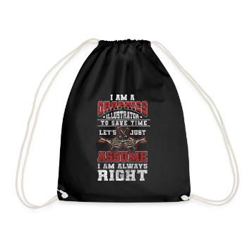 Illustrator Profession Drawings - Drawstring Bag - black - Front