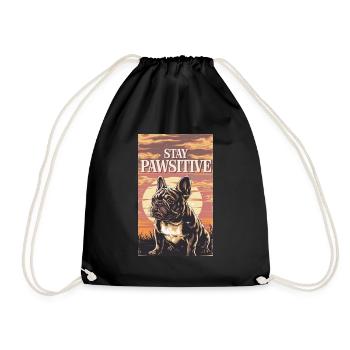 Französische Bulldogge Stay Pawsitive - Turnbeutel - Schwarz - Vorne