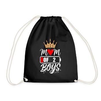 Maman de 2 garçons avec cœur d’amour et couronne - Sac de sport léger - noir - Devant