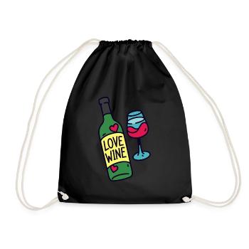 Wein trinken Wein Geschenk Lustiges Wein Shirt - Turnbeutel - Schwarz - Vorne