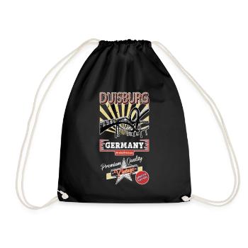Duisburg Germany City Skyline Vintage Retro - Drawstring Bag - black - Front