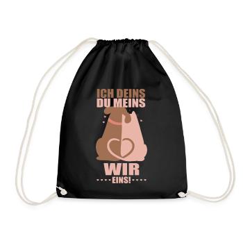 Ich deins, du meins, Hund und Katze Valentinstag - Turnbeutel - Schwarz - Vorne