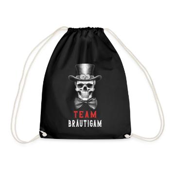 JGA Team Bräutigam Totenkopf Junggesellenabschied - Turnbeutel - Schwarz - Vorne