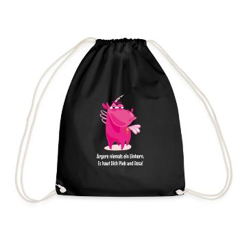 Lustiges Einhorn Unicorn Spruch Geschenk - Turnbeutel - Schwarz - Vorne