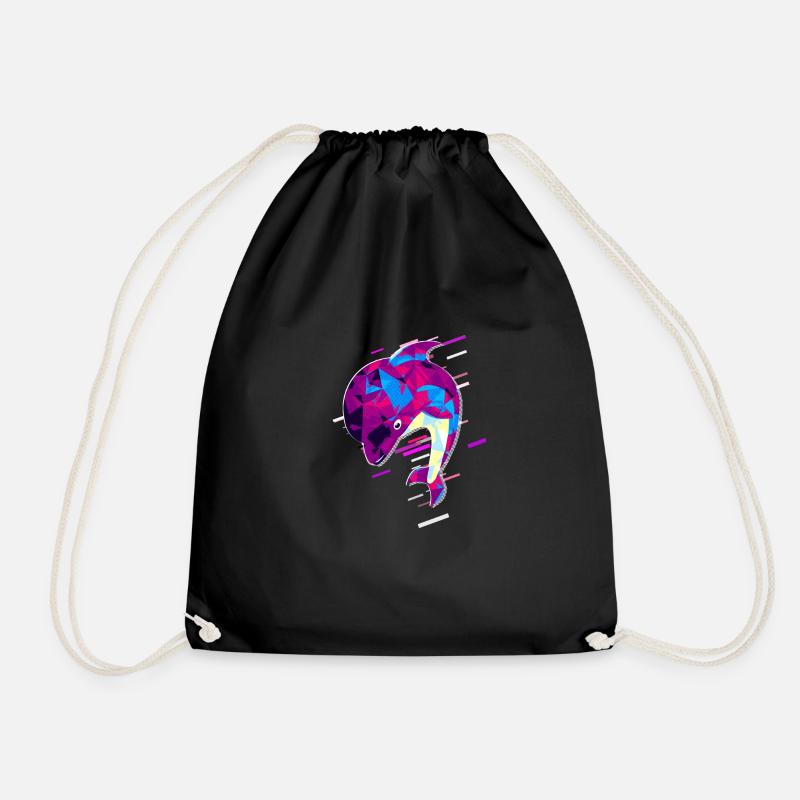 Fish Seafood 80s Retro Violet - Drawstring Bag - black