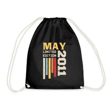 May 2011 - Birthday gift born in May 2011 May - Drawstring Bag - black - Front