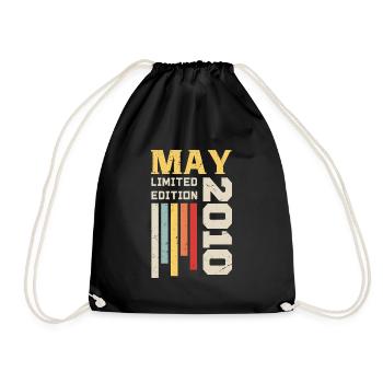 May 2010 - Birthday gift born in May 2010 May - Drawstring Bag - black - Front