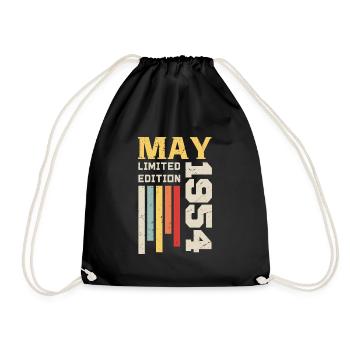 May 1954 - Birthday gift born in May 1954 May - Drawstring Bag - black - Front