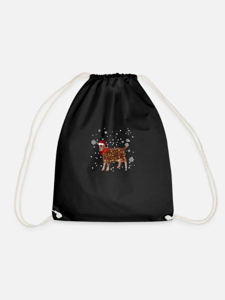 Goat Christmas - Drawstring Bag - black