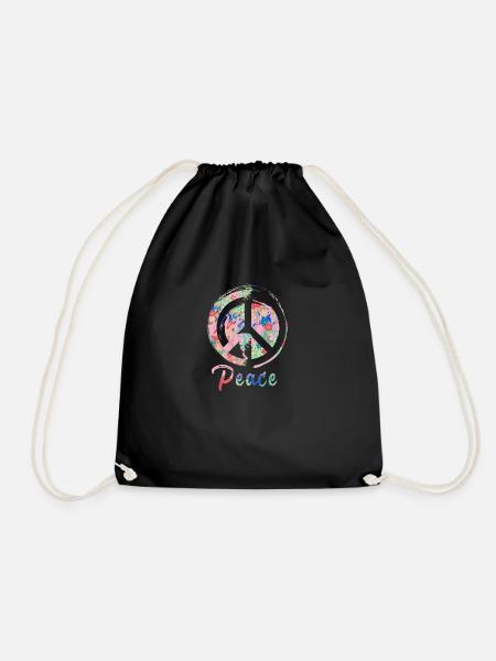 peace, pink,friede,graffiti,blau,bunt,schrift - Turnbeutel - Schwarz