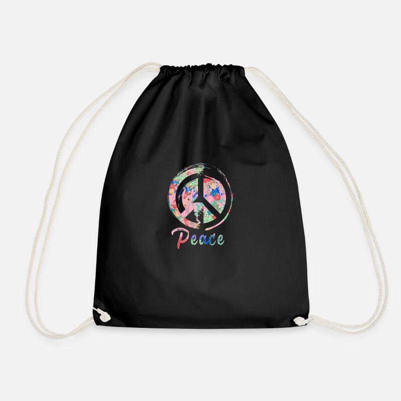 peace, pink,friede,graffiti,blau,bunt,schrift - Turnbeutel - Schwarz