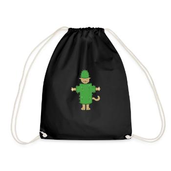 Cat cactus halloween - Drawstring Bag - black - Front