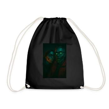 Futuristisches Grusel-Duo – Halloween Cyborg - Turnbeutel - Schwarz - Vorne