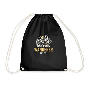 Wandern Wanderung Hiking Vintage Outdoor Trekking - Turnbeutel - Schwarz - Vorne