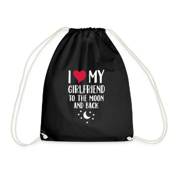 I Love (Heart) My Girlfriend To The Moon And Back - Drawstring Bag - black - Front