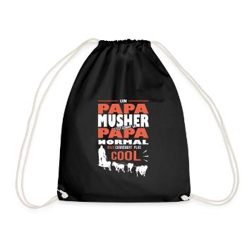 Papa musher sport mushing Hund Schr.geschenk - Turnbeutel - Schwarz - Vorne