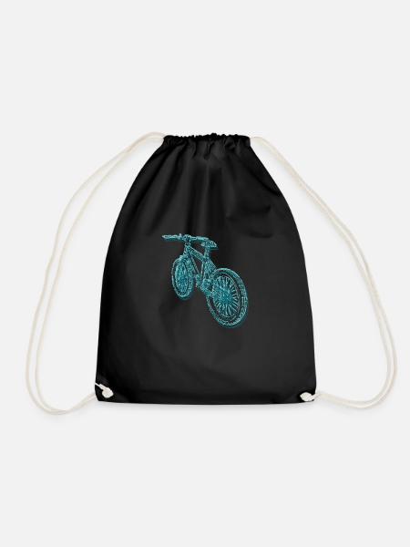 mountainbike,fahrrad,bike,linien,blau - Turnbeutel - Schwarz