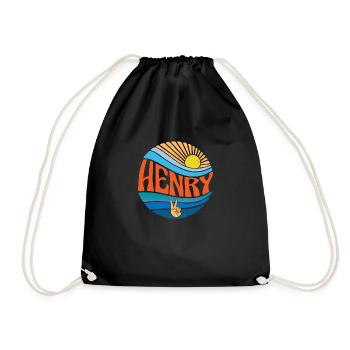 Henry Shirt Vintage Sunset Henry Groovy Tie Dye - Drawstring Bag - black - Front
