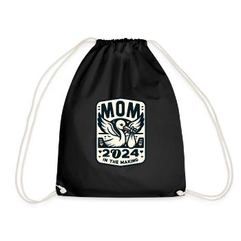 Mom 2024 - Schwangerschaftsankündigung T-Shirt - Turnbeutel - Schwarz - Vorne
