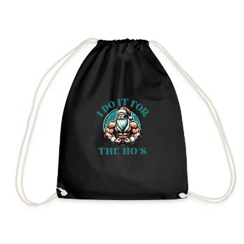 I Do It For The Ho's Funny Adult Joke Christmas - Drawstring Bag - black - Front