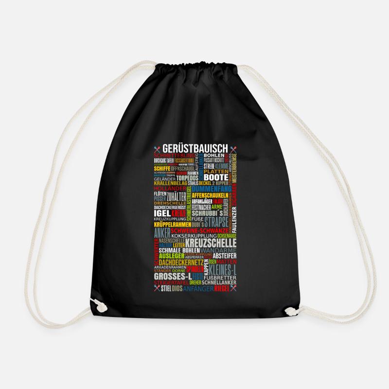 Scaffolding craftsman shirt printed - Drawstring Bag - black