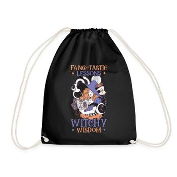 Fang-tastische Lektionen Hexenweisheit Halloween - Turnbeutel - Schwarz - Vorne