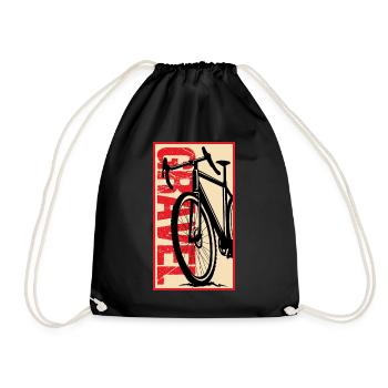 Gravel Bike, Bike, Cycling, Adventure - Drawstring Bag - black - Front