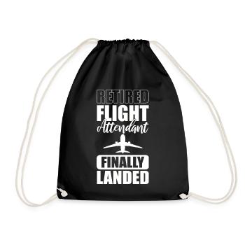 Retired Flight Attendant Finally Landed - Turnbeutel - Schwarz - Vorne