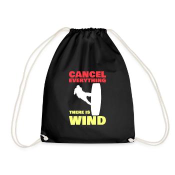 There Is Wind Funny Kitesurfer Kiteboarding - Drawstring Bag - black - Front