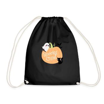 Spooky Child – Halloween Kürbis, Geist & Katze - Turnbeutel - Schwarz - Vorne