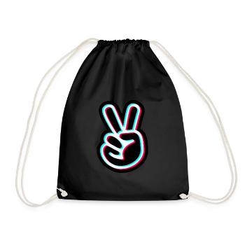 Conception d'autocollant de main de paix - signe de paix - Sac de sport léger - noir - Devant