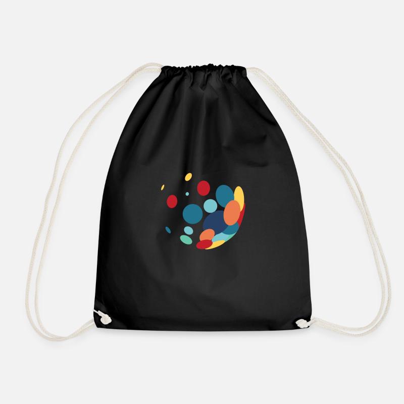 colourful circles - Drawstring Bag - black
