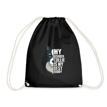 Border Collie Gift for a Dog Owner - Drawstring Bag - black - Front