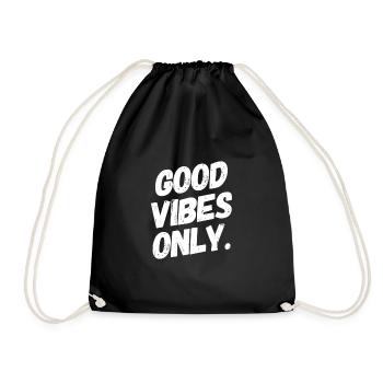 GOOD VIBES ONLY +++++ The Original in POSITIVE : ) - Drawstring Bag - black - Front