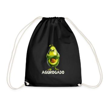 Avocado Aggrocado Vegan Food Vegetarian - Drawstring Bag - black - Front