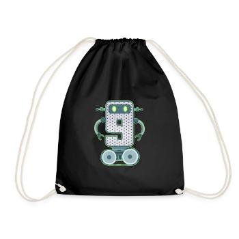 9ème anniversaire d’un petit robot de 9 ans de technologie - Sac de sport léger - noir - Devant